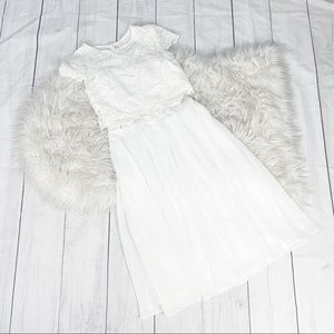 ASOS Crop Top White Lace Midi Dress